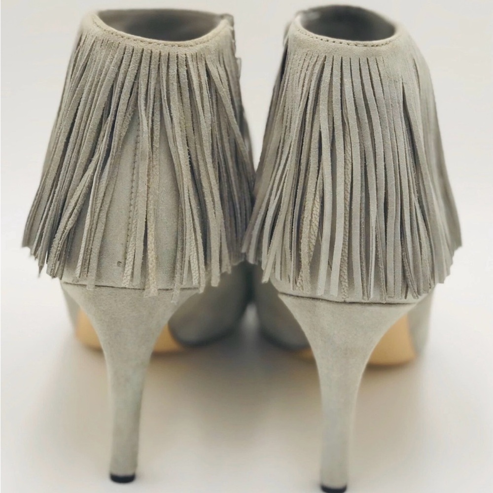 Sam Edelman Gray Fringe Suede Heeled Boots - Picture 4 of 7